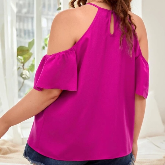 Plus Cold Shoulder Ruffle Blouse - Picture 4 of 4